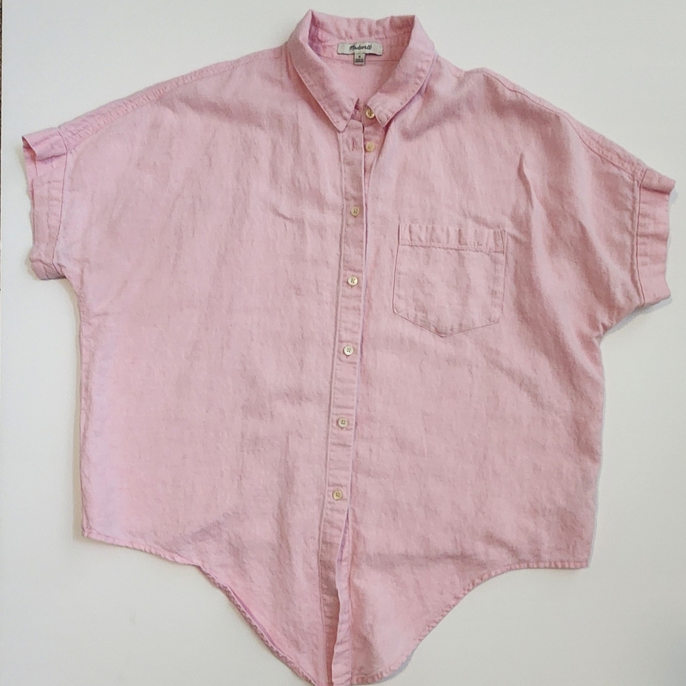 Madewell Pink Button Down Tie Front Shirt